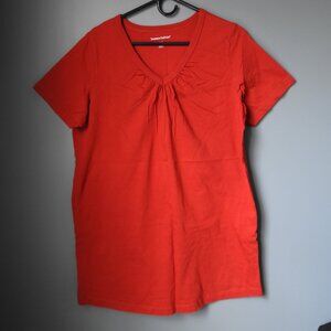 2/$13 Woman Within Perfect Short-Sleeve Shirred V-Neck Tunic, Size Medium